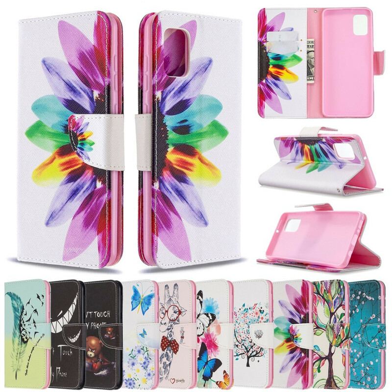 Capa Folio Para Samsung Galaxy A31 Flor Aquarela