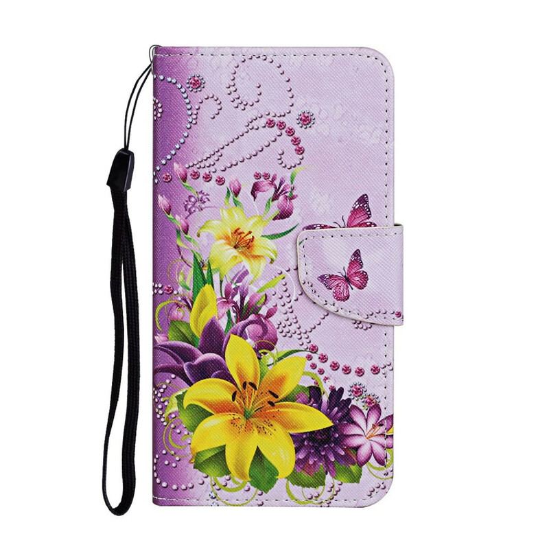 Capa Folio Para Samsung Galaxy A31 Flores Magistrais Com Alça