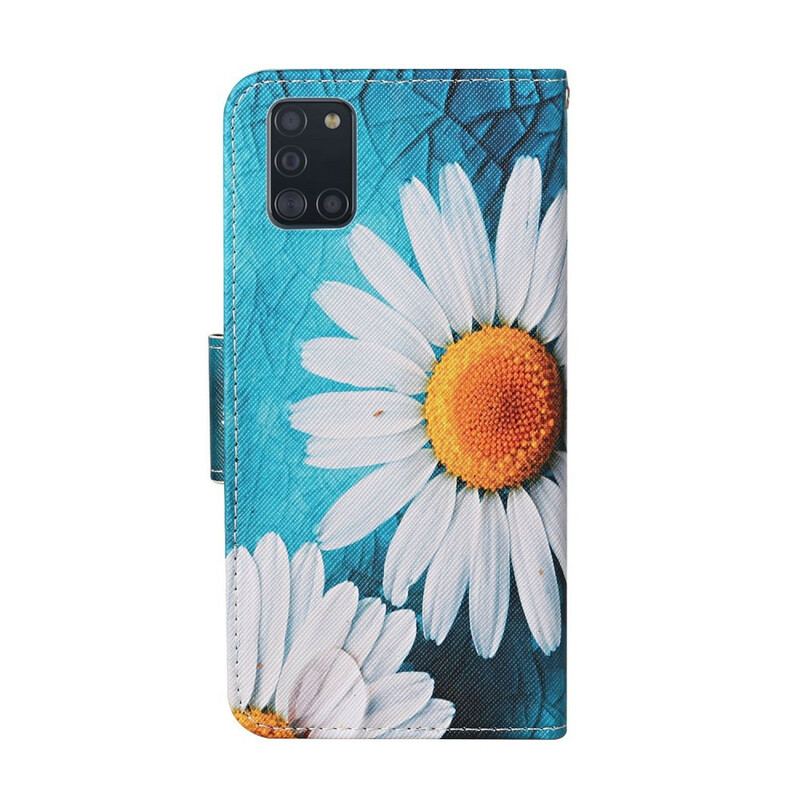 Capa Folio Para Samsung Galaxy A31 Flores Magistrais Com Alça