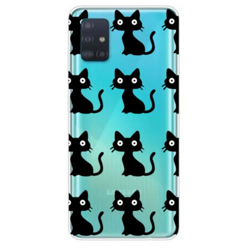 Capa Para Samsung Galaxy A31 Vários Gatos Pretos