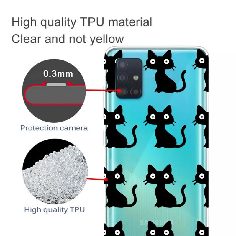 Capa Para Samsung Galaxy A31 Vários Gatos Pretos