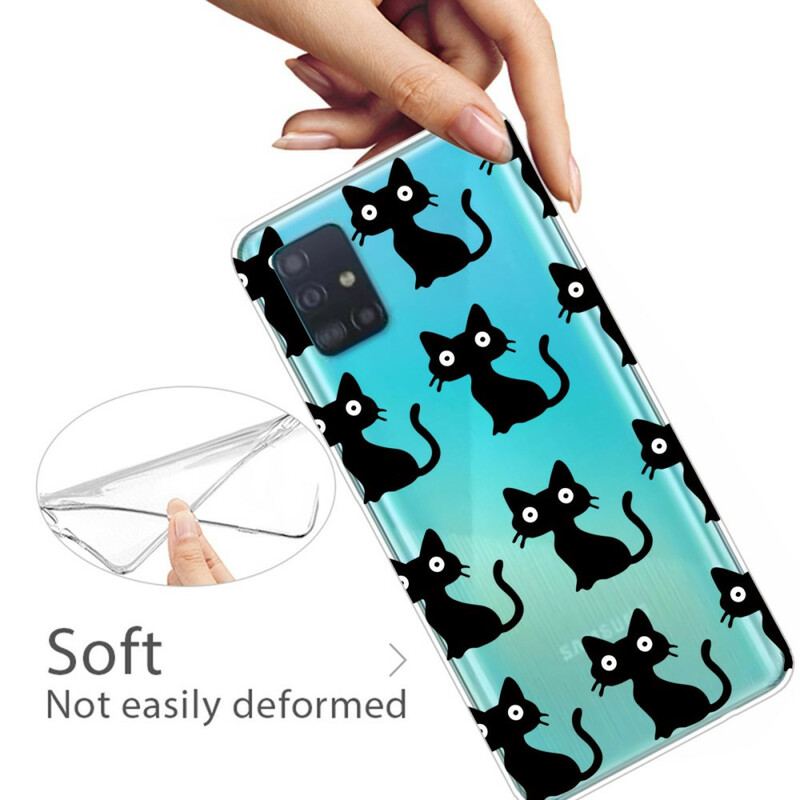 Capa Para Samsung Galaxy A31 Vários Gatos Pretos