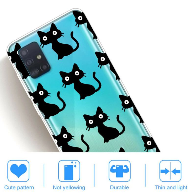 Capa Para Samsung Galaxy A31 Vários Gatos Pretos