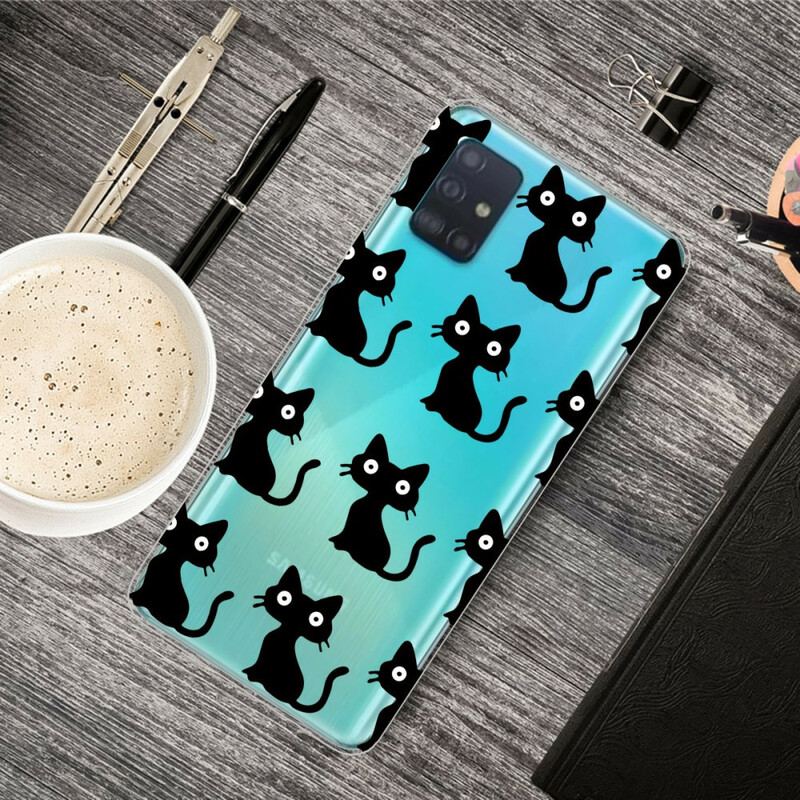 Capa Para Samsung Galaxy A31 Vários Gatos Pretos