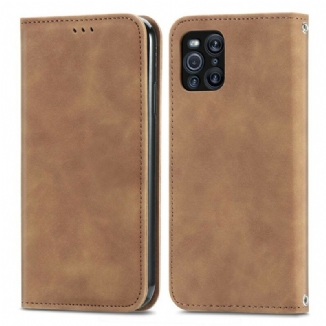 Capa De Celular Para Oppo Find X3 Pro Flip Couro Falso Vintage