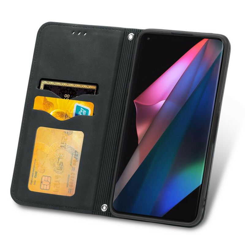 Capa De Celular Para Oppo Find X3 Pro Flip Couro Falso Vintage