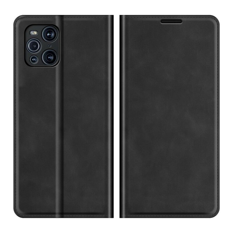 Capa De Celular Para Oppo Find X3 Pro Flip Efeito Couro Macio