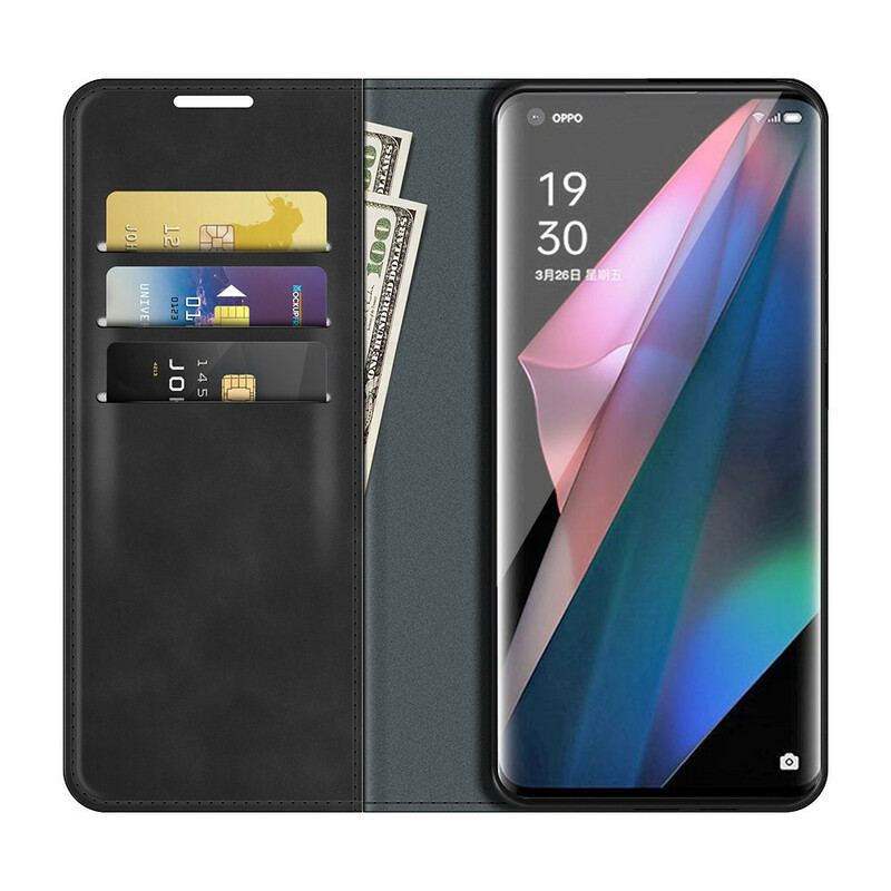 Capa De Celular Para Oppo Find X3 Pro Flip Efeito Couro Macio