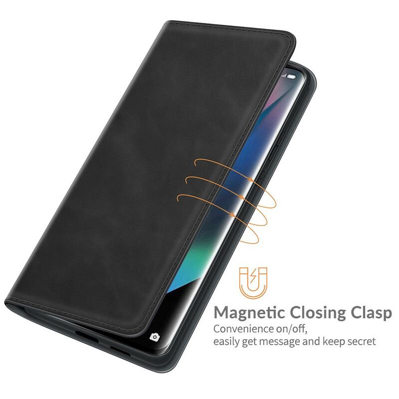 Capa De Celular Para Oppo Find X3 Pro Flip Efeito Couro Macio