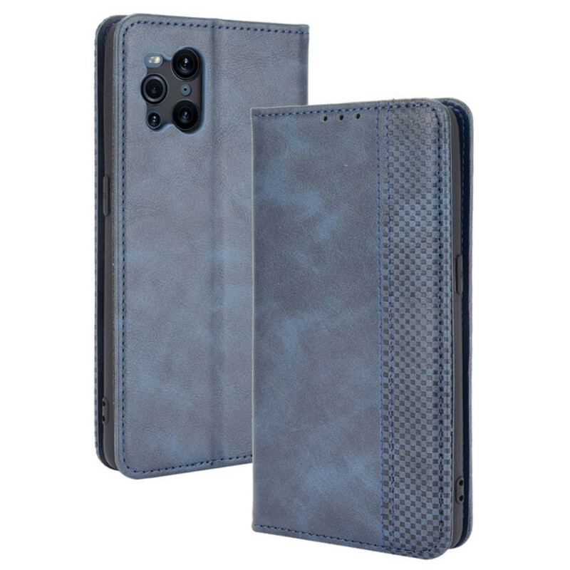 Capa De Celular Para Oppo Find X3 Pro Flip Efeito Couro Vintage Estilizado