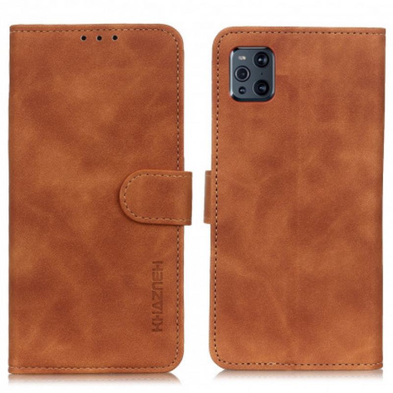 Capa De Couro Para Oppo Find X3 Pro Efeito Couro Vintage Fosco Khazneh