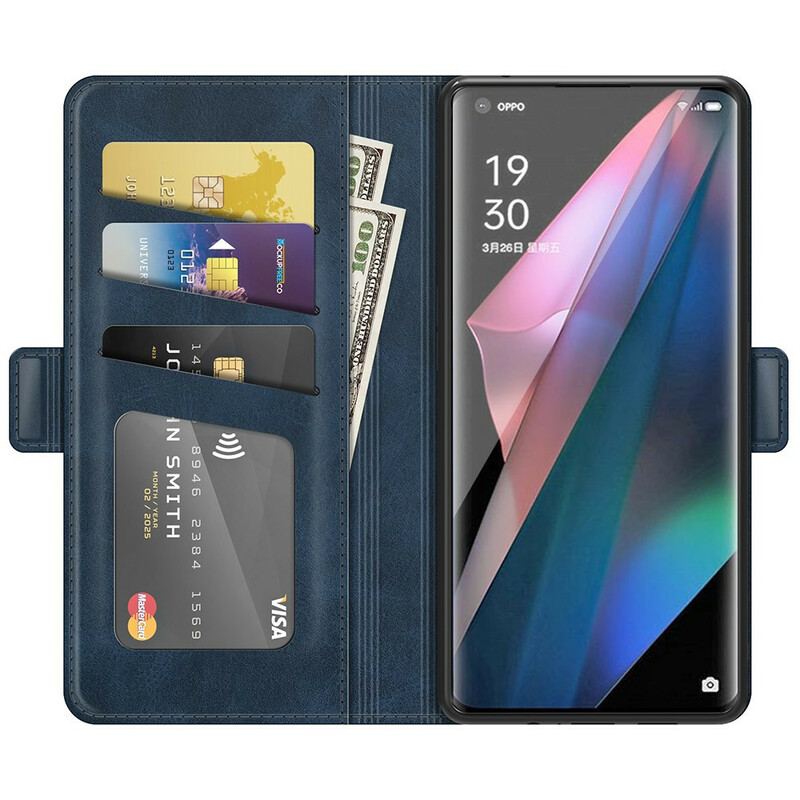 Capa Flip Para Oppo Find X3 Pro De Couro Aba Dupla Clássica