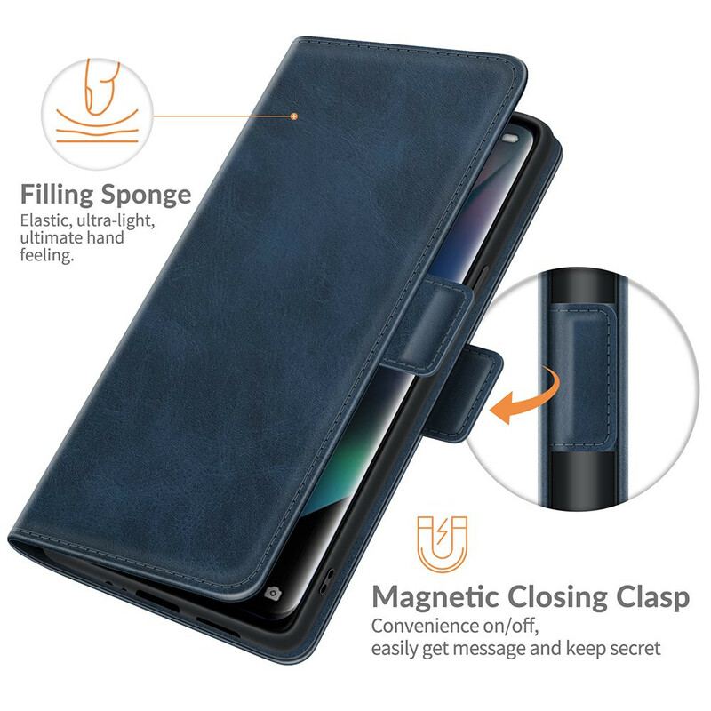 Capa Flip Para Oppo Find X3 Pro De Couro Aba Dupla Clássica