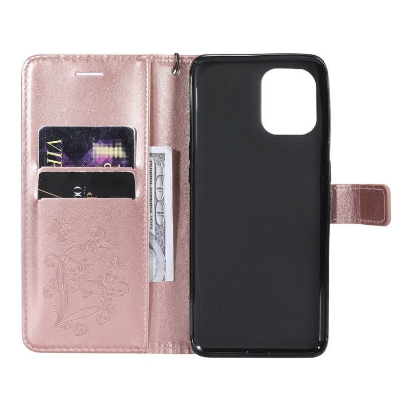 Capa Flip Para Oppo Find X3 Pro De Couro Borboletas E Aba Oblíqua