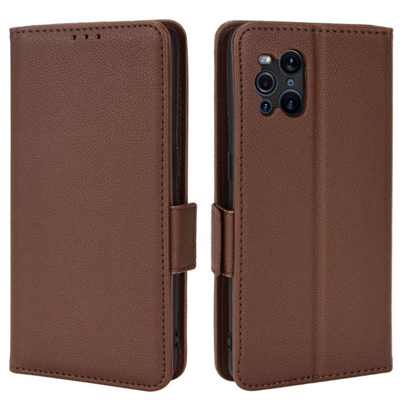 Capa Folio Para Oppo Find X3 Pro Flip Flap Double Litchi Novas Cores