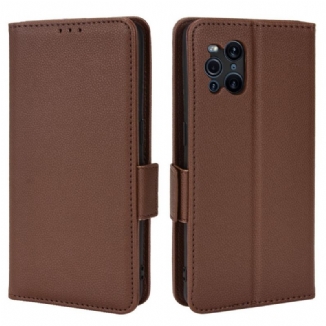 Capa Folio Para Oppo Find X3 Pro Flip Flap Double Litchi Novas Cores