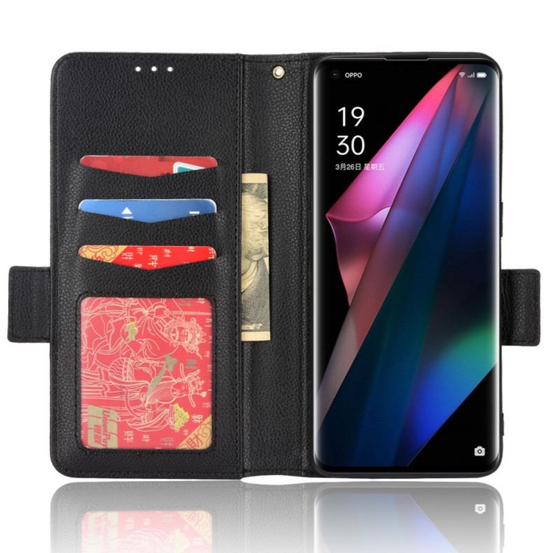 Capa Folio Para Oppo Find X3 Pro Flip Flap Double Litchi Novas Cores