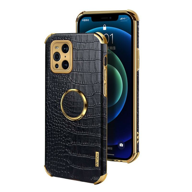 Capa Para Oppo Find X3 Pro Efeito Pele De Crocodilo X-case