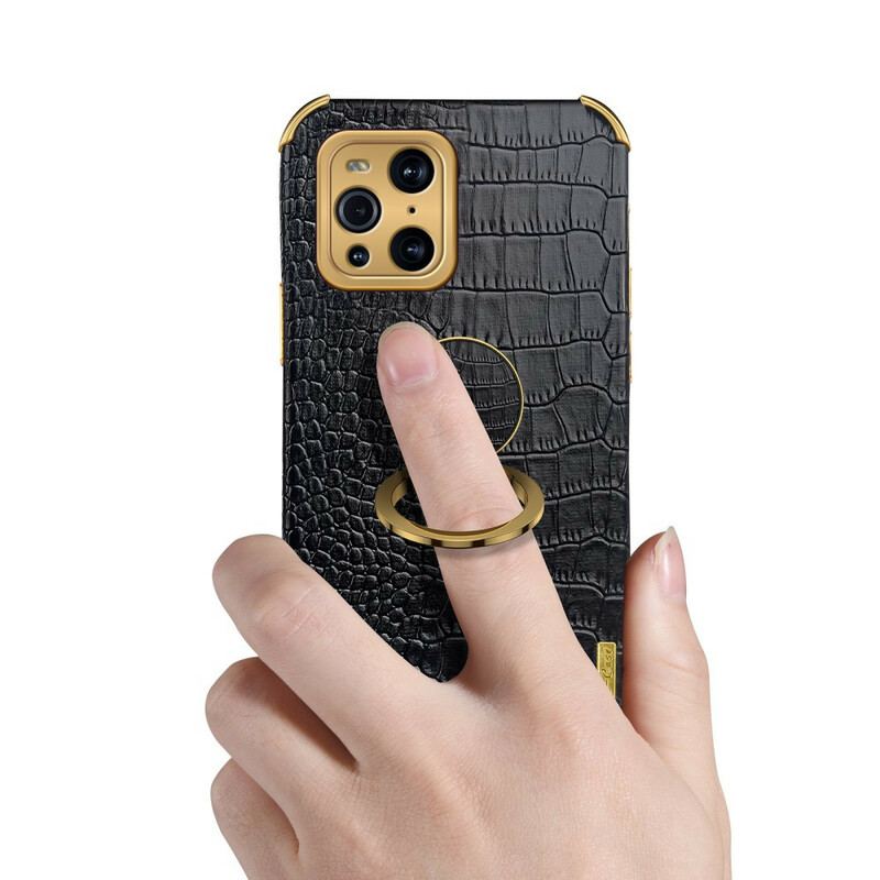 Capa Para Oppo Find X3 Pro Efeito Pele De Crocodilo X-case