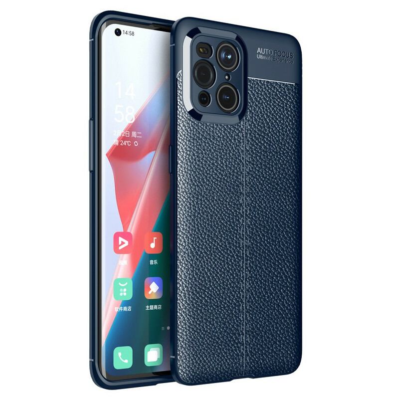 Capa Para Oppo Find X3 Pro Linha Dupla Efeito Couro Litchi