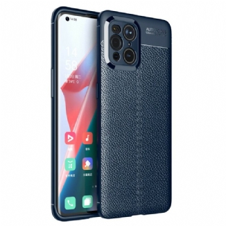 Capa Para Oppo Find X3 Pro Linha Dupla Efeito Couro Litchi