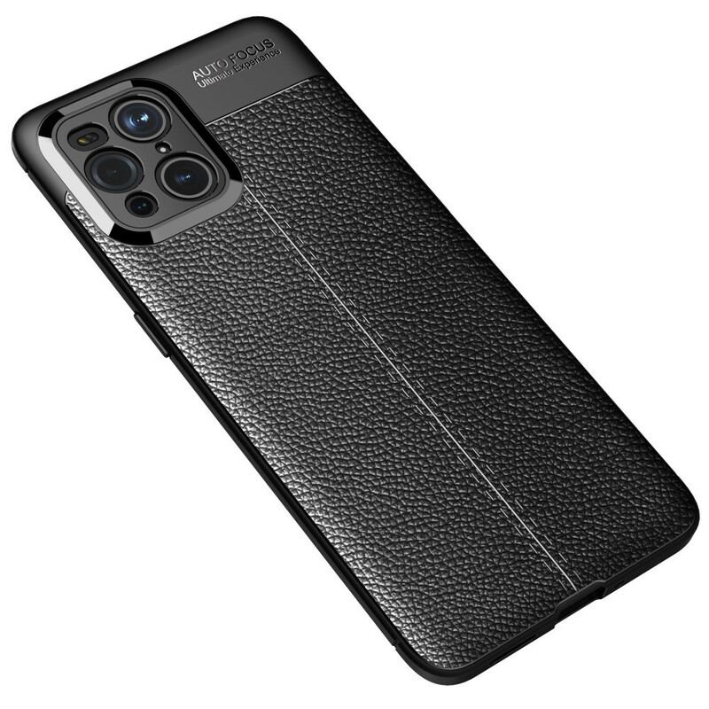 Capa Para Oppo Find X3 Pro Linha Dupla Efeito Couro Litchi