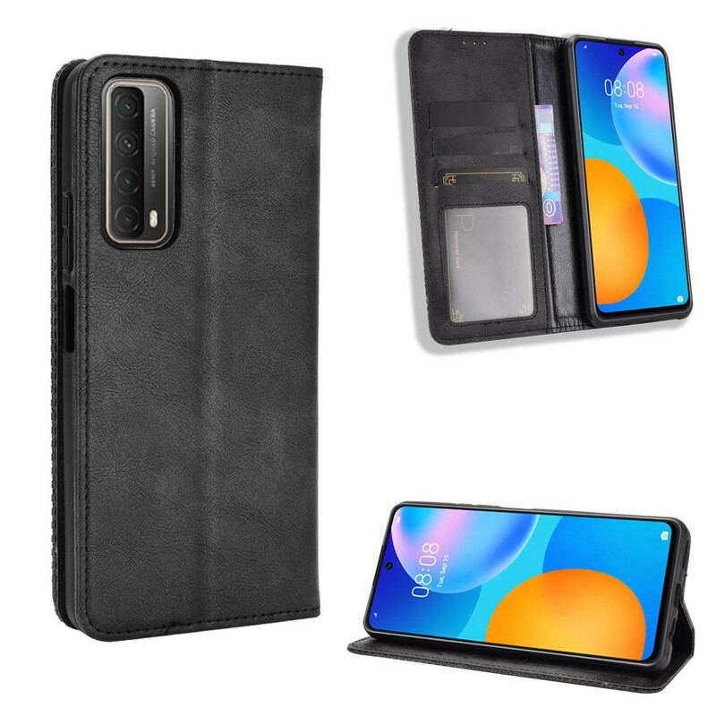 Capa De Celular Para Huawei P Smart 2021 Flip Efeito Couro Vintage Estilizado