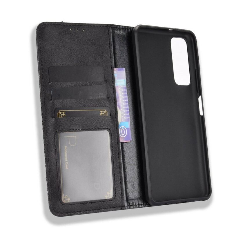 Capa De Celular Para Huawei P Smart 2021 Flip Efeito Couro Vintage Estilizado