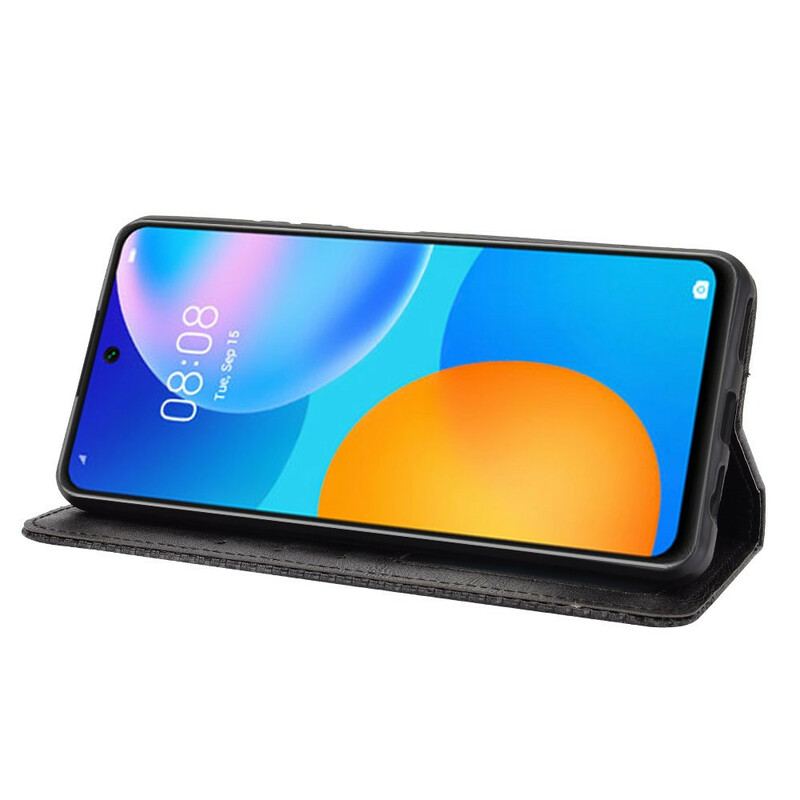 Capa De Celular Para Huawei P Smart 2021 Flip Efeito Couro Vintage Estilizado