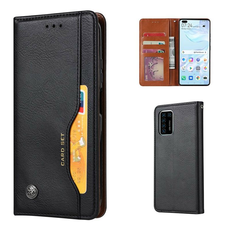 Capa De Celular Para Huawei P Smart 2021 Flip Titular De Cartão De Couro Sintético