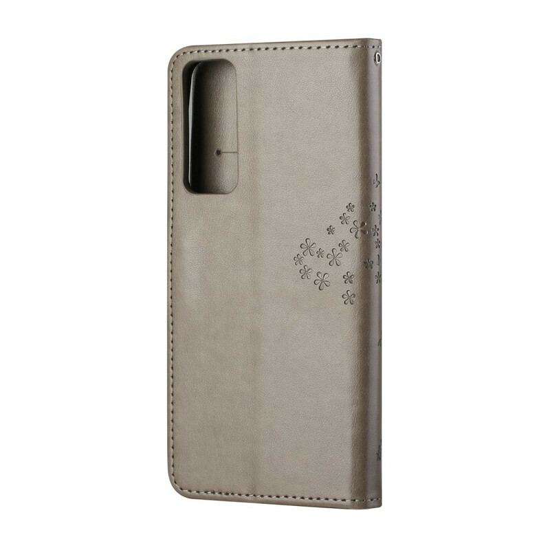 Capa De Couro Para Huawei P Smart 2021 De Cordão Tanga E Corujas