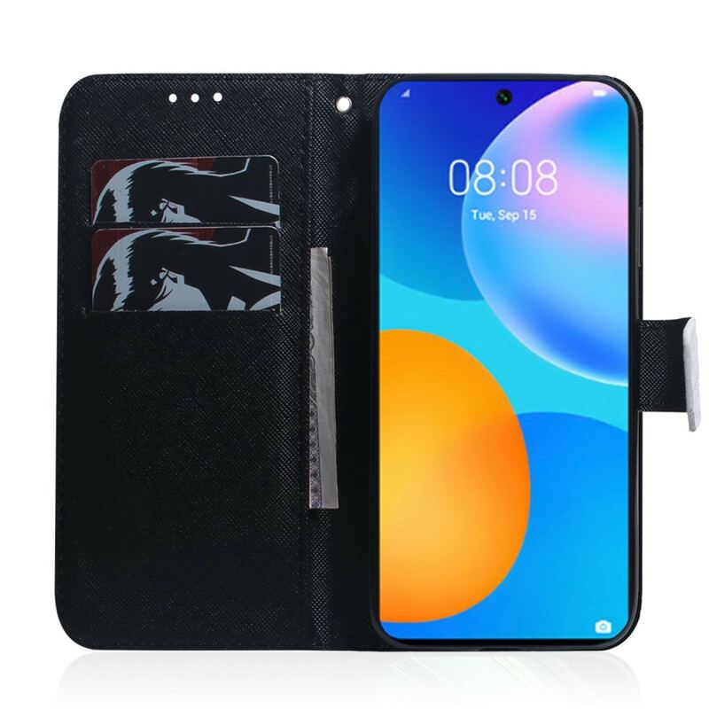 Capa De Couro Para Huawei P Smart 2021 Emoji Telefone