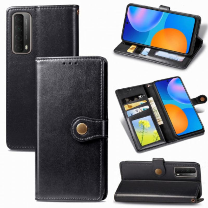 Capa De Couro Para Huawei P Smart 2021 Couro Falso E Fecho Vintage