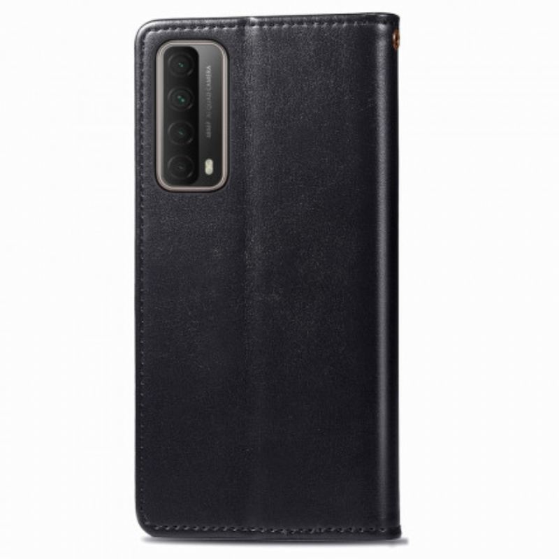 Capa De Couro Para Huawei P Smart 2021 Couro Falso E Fecho Vintage