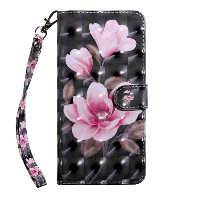 Capa De Couro Para Huawei P Smart 2021 Flor De Flores De Ponto De Luz