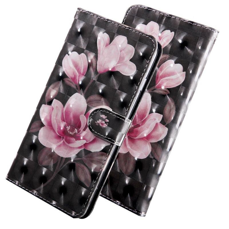 Capa De Couro Para Huawei P Smart 2021 Flor De Flores De Ponto De Luz