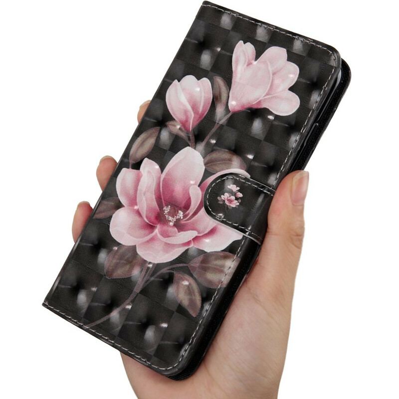 Capa De Couro Para Huawei P Smart 2021 Flor De Flores De Ponto De Luz