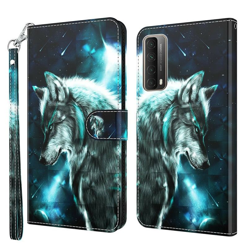 Capa De Couro Para Huawei P Smart 2021 Lobo Majestoso