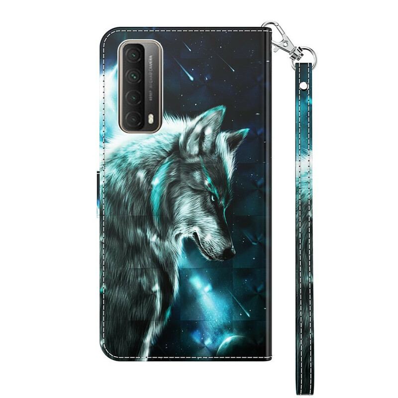 Capa De Couro Para Huawei P Smart 2021 Lobo Majestoso