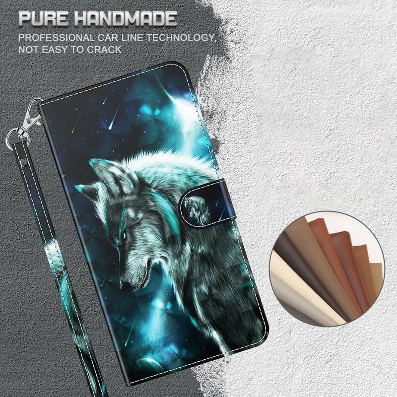 Capa De Couro Para Huawei P Smart 2021 Lobo Majestoso