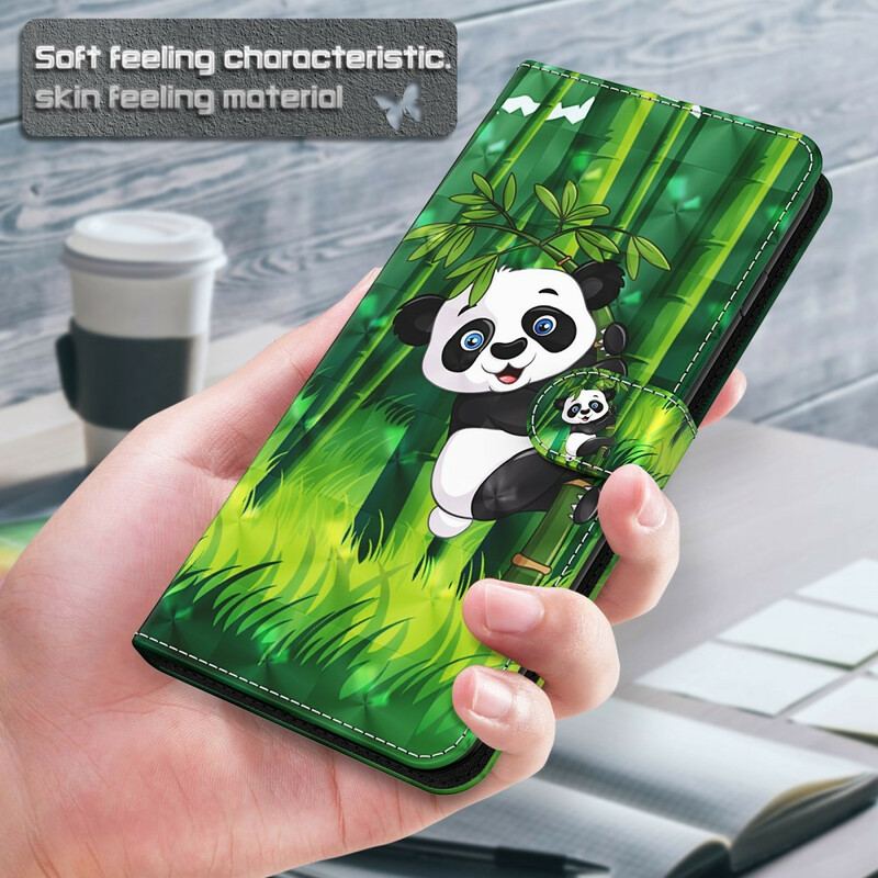 Capa De Couro Para Huawei P Smart 2021 Panda E Bambu