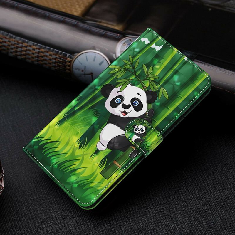 Capa De Couro Para Huawei P Smart 2021 Panda E Bambu