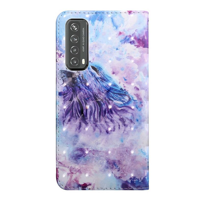 Capa De Couro Para Huawei P Smart 2021 Ponto De Luz Gerald. O Lobo