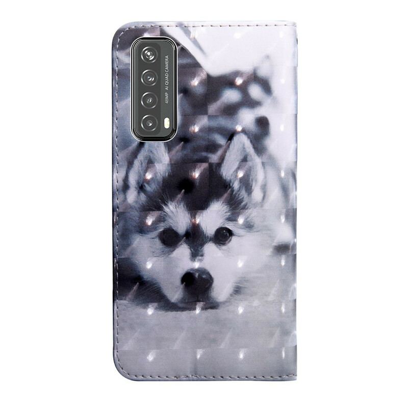 Capa De Couro Para Huawei P Smart 2021 Ponto De Luz Gustave. O Cachorro