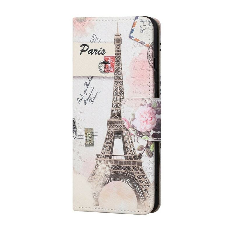 Capa De Couro Para Huawei P Smart 2021 Torre Eiffel Retrô