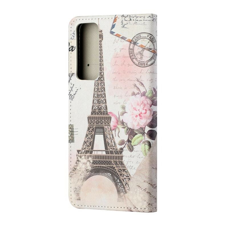 Capa De Couro Para Huawei P Smart 2021 Torre Eiffel Retrô