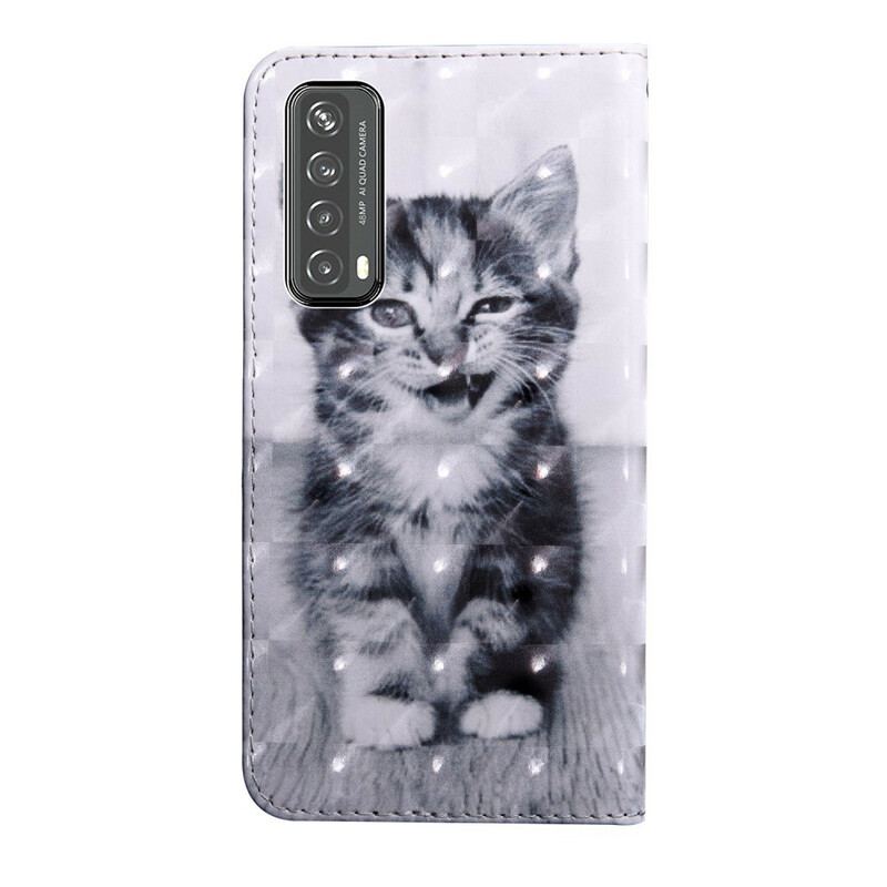 Capa Em Pele Para Huawei P Smart 2021 Ponto De Luz Inácio. O Gatinho