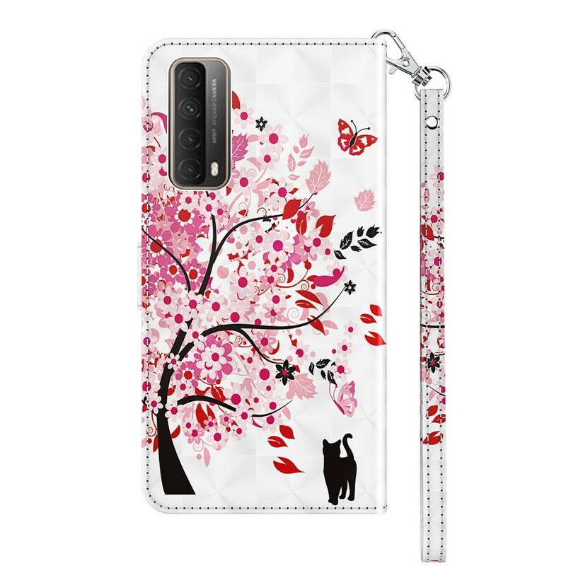 Capa Flip Para Huawei P Smart 2021 Árvore Rosa