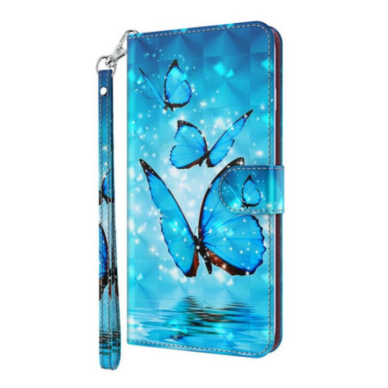 Capa Flip Para Huawei P Smart 2021 Borboletas Azuis Voando