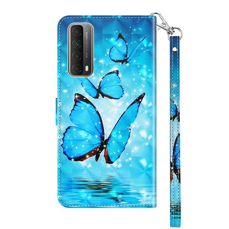 Capa Flip Para Huawei P Smart 2021 Borboletas Azuis Voando